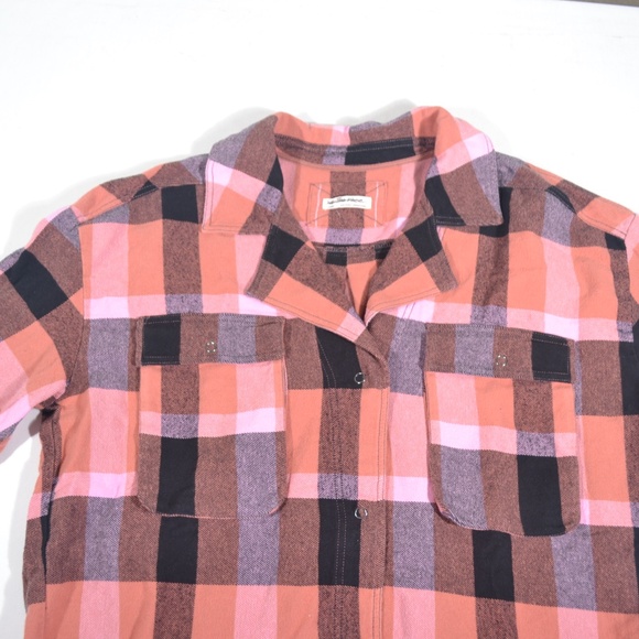 NEW FREE PEOPLE IZZY PLAID FLANNEL SHIRT, LARGE - Picture 6 of 11